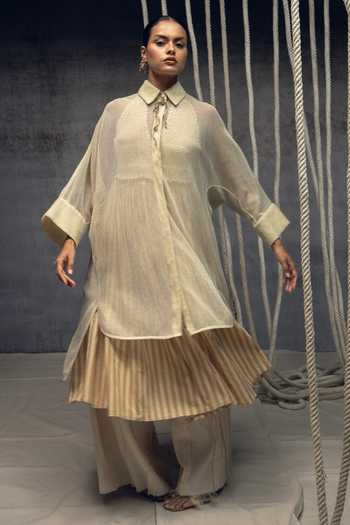 Kritika Murarka Ivory Mesh Shirt Dress 