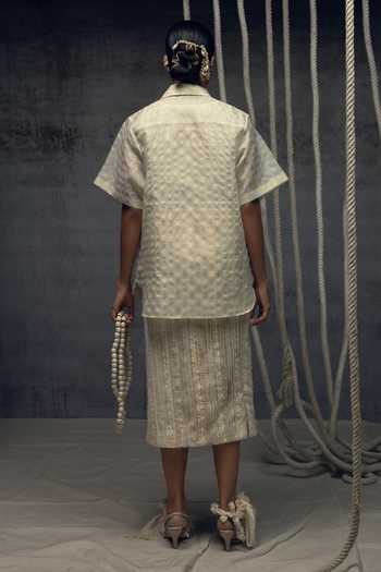 Kritika Murarka Ivory Silk Checkered Shirt 