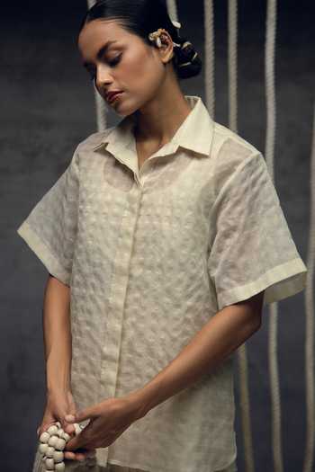 Kritika Murarka Ivory Silk Checkered Shirt 