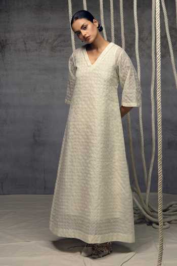 Kritika Murarka Ivory Checkered Pattern Dress 