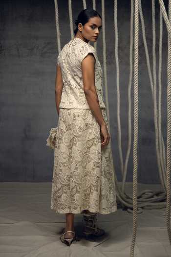 Kritika Murarka Ivory Paisley Lace Embroidered Top 