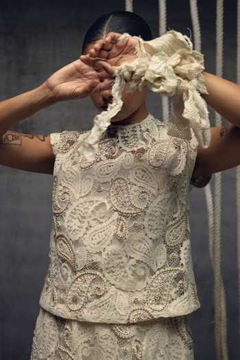 Kritika Murarka Ivory Paisley Lace Embroidered Top 