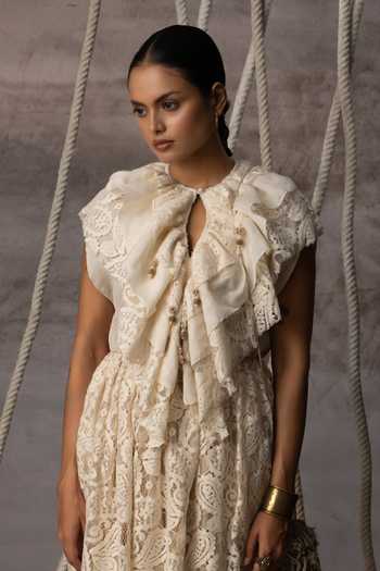 Kritika Murarka Ivory Flounce Crushed Top 