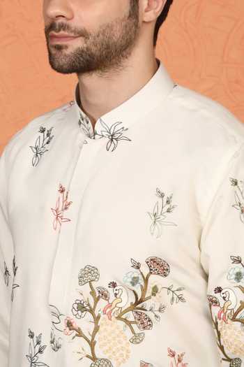 Shop_Aham-Vayam_Off White Cotton Forest Landscape Print Kurta Set _Online_at_Aza_Fashions