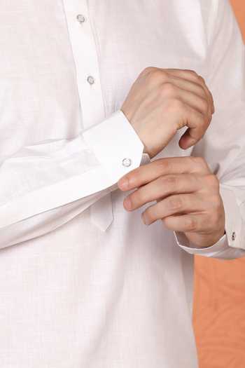 Buy_Aham-Vayam_White Cotton, Linen Kurta And Pant Set 