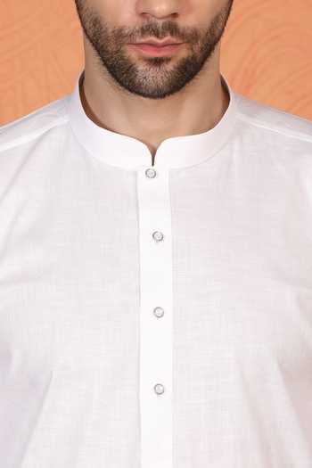 Shop_Aham-Vayam_White Cotton, Linen Kurta And Pant Set 