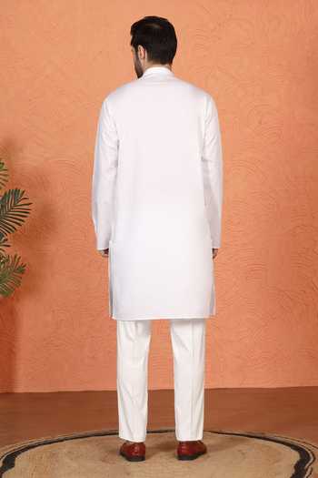 Aham-Vayam Cotton Plain Kurta & Pant Set