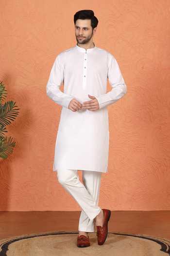 Aham-Vayam Cotton Plain Kurta & Pant Set