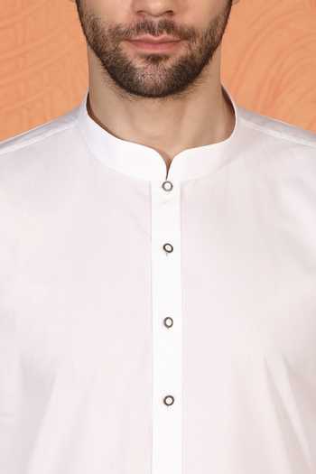 Buy_Aham-Vayam_White Cotton Plain Kurta And Pant Set 