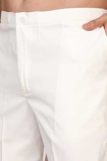Shop_Aham-Vayam_White Cotton Plain Kurta And Pant Set 