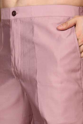 Buy_Aham-Vayam_Pink Silk, Cotton Embroidered Kurta And Pant Set _Online_at_Aza_Fashions