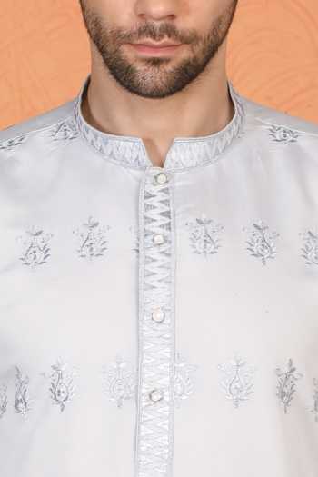 Shop Aham-Vayam Blue Cotton Embroidered Kurta And Pant Set Online at Aza Fashions Shop_Aham-Vayam_Blue Cotton Embroidered Kurta And Pant Set _Online_at_Aza_Fashions