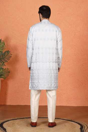 Aham-Vayam Embroidered Cotton Kurta & Pant Set 
