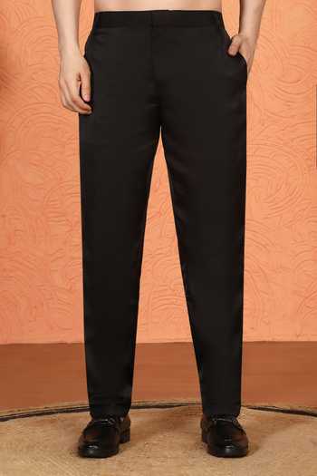 Aham-Vayam_Black Silk, Cotton Kurta And Pant Set _Online_at_Aza_Fashions