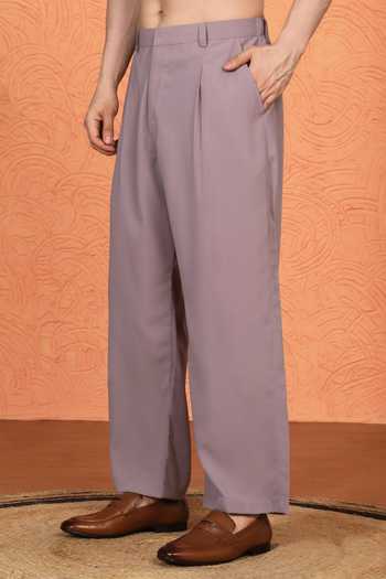 Aham-Vayam_Purple Cotton Embroidered Kurta And Pant Set _Online_at_Aza_Fashions