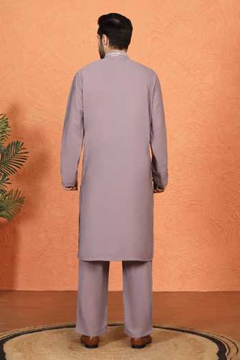 Aham-Vayam Embroidered Cotton Kurta & Pant Set 