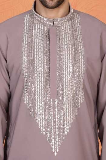 Shop_Aham-Vayam_Purple Cotton Embroidered Kurta And Pant Set 