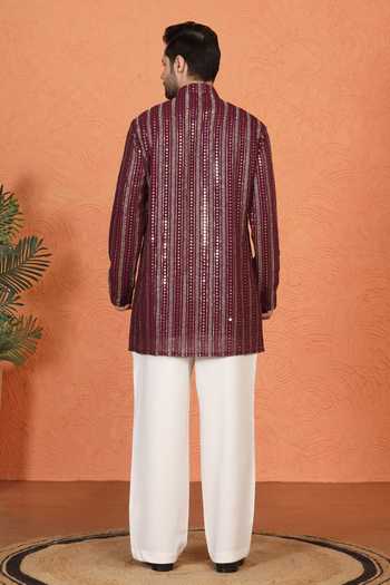 Aham-Vayam Embroidered Cotton Kurta & Pant Set 