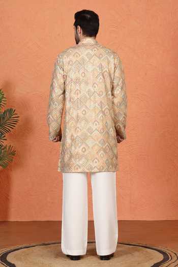 Aham-Vayam Embroidered Cotton Kurta Set 