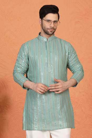 Buy Aham-Vayam Green Cotton Embroidered Kurta And Pant Set Online at Aza Fashions Buy_Aham-Vayam_Green Cotton Embroidered Kurta And Pant Set _Online_at_Aza_Fashions
