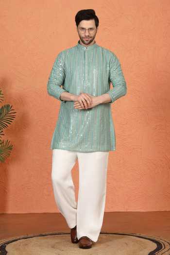 Aham-Vayam Embroidered Cotton Kurta & Pant Set 