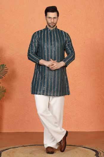 Aham-Vayam Embroidered Cotton Kurta & Pant Set 