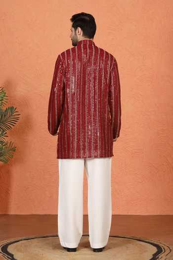 Aham-Vayam Embroidered Cotton Kurta & Pant Set 
