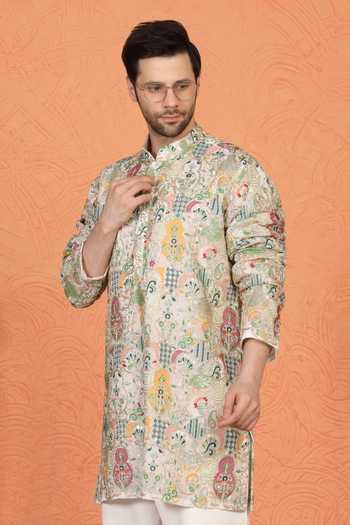 Shop_Aham-Vayam_Multi Color Cotton Embroidered Kurta And Pant Set _Online_at_Aza_Fashions