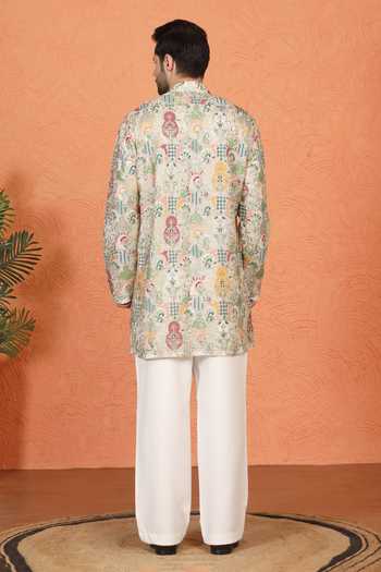 Aham-Vayam Embroidered Cotton Kurta & Pant Set 