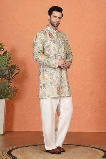 Aham-Vayam_Multi Color Cotton Embroidered Kurta And Pant Set _at_Aza_Fashions
