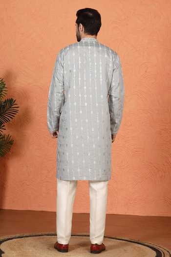 Aham-Vayam Mirror Embroidered Kurta & Pant Set 