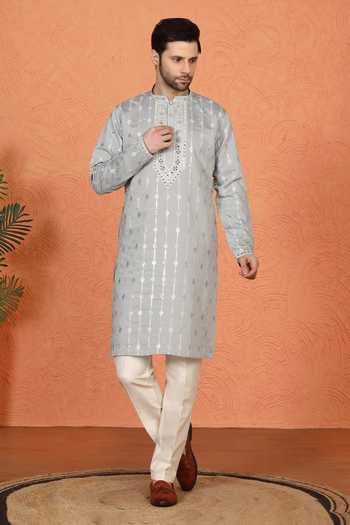 Aham-Vayam Mirror Embroidered Kurta & Pant Set 