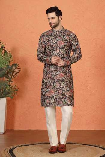 Aham-Vayam Printed Cotton Kurta & Pant Set 