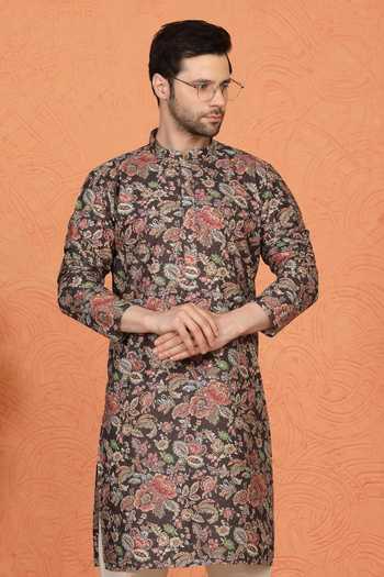 Aham-Vayam Black Cotton Printed Kurta And Pant Set at Aza Fashions Aham-Vayam_Black Cotton Printed Kurta And Pant Set _at_Aza_Fashions