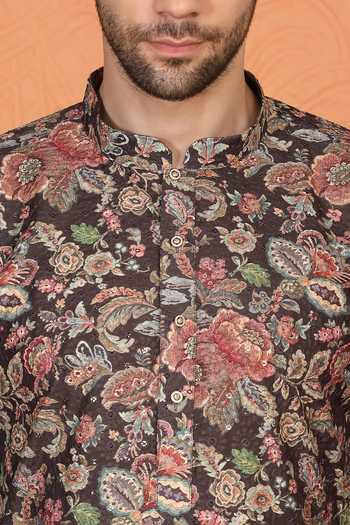 Buy Aham-Vayam Black Cotton Printed Kurta And Pant Set Buy_Aham-Vayam_Black Cotton Printed Kurta And Pant Set