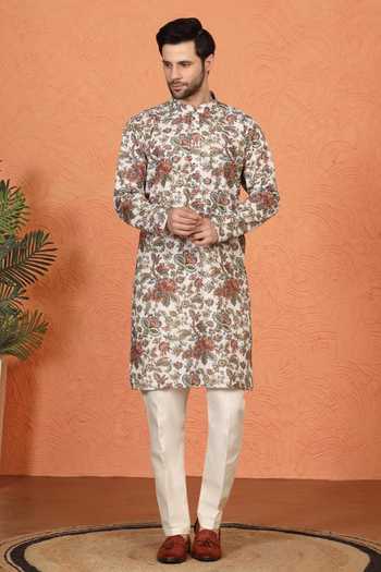 Aham-Vayam Printed Cotton Kurta & Pant Set 