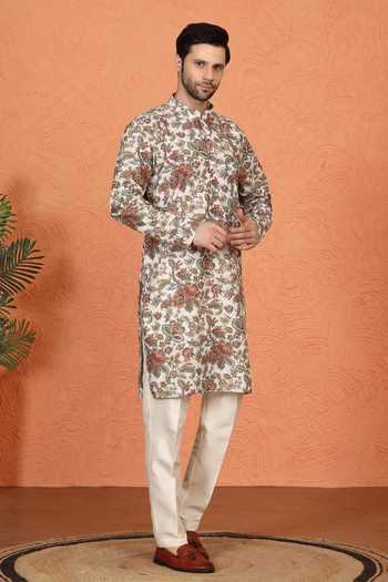 Shop Aham-Vayam Multi Color Cotton Printed Kurta And Pant Set Online at Aza Fashions Shop_Aham-Vayam_Multi Color Cotton Printed Kurta And Pant Set _Online_at_Aza_Fashions