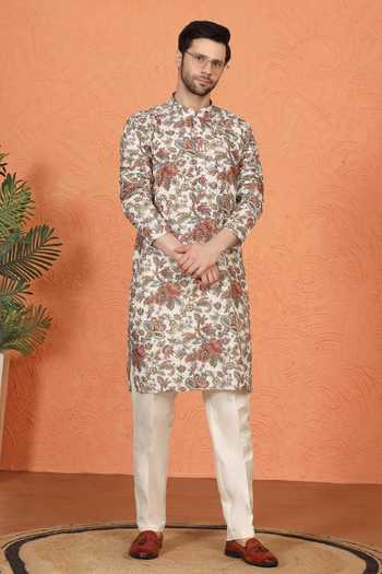 Aham-Vayam Multi Color Cotton Printed Kurta And Pant Set at Aza Fashions Aham-Vayam_Multi Color Cotton Printed Kurta And Pant Set _at_Aza_Fashions