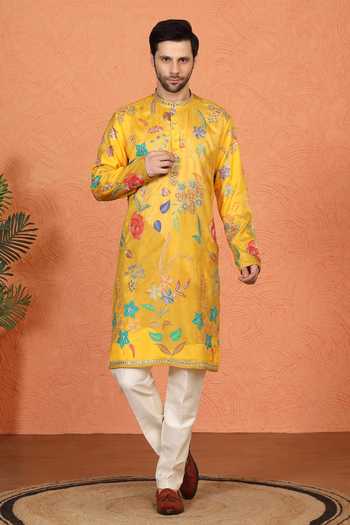 Aham-Vayam Printed Cotton Kurta & Pant Set 