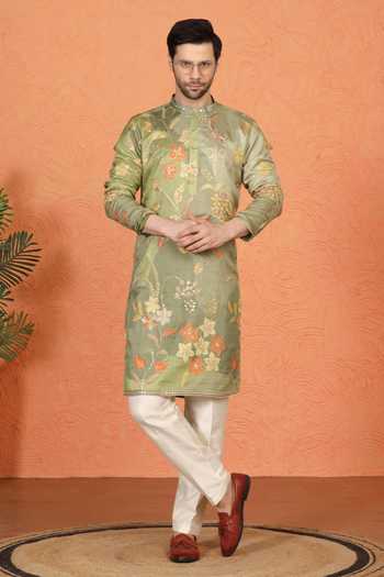 Aham-Vayam Printed & Embroidered Cotton Kurta Set 