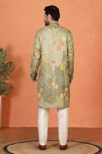 Aham-Vayam Printed & Embroidered Cotton Kurta Set 