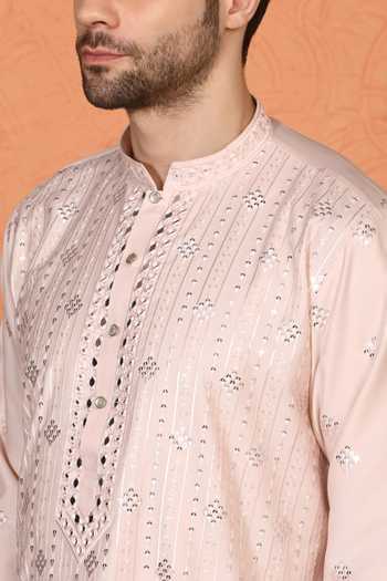 Buy_Aham-Vayam_Pink Cotton Embroidered Kurta And Pant Set 