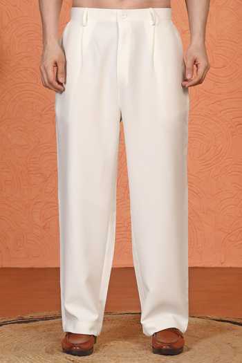Buy_Aham-Vayam_White Cotton Embroidered Kurta And Pant Set _Online_at_Aza_Fashions