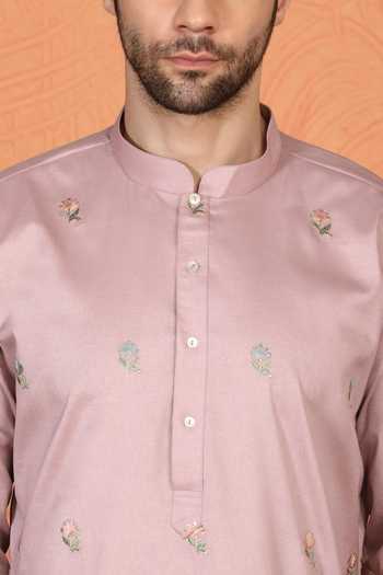 Buy_Aham-Vayam_Pink Cotton Embroidered Kurta And Pant Set 