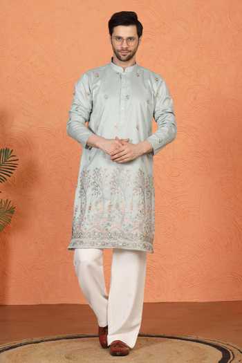 Aham-Vayam Cotton Embroidered Kurta & Pant Set 