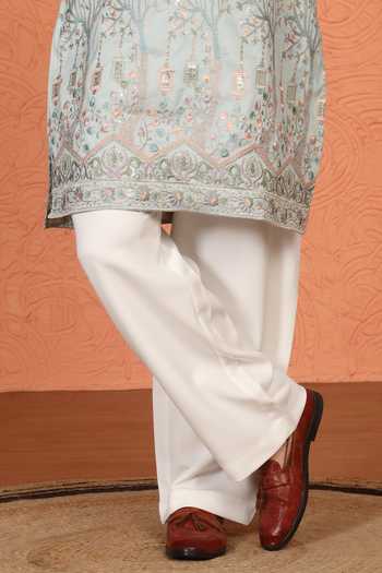 Buy_Aham-Vayam_Green Cotton Embroidered Kurta And Pant Set 