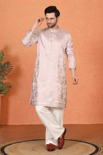 Buy_Aham-Vayam_Pink Cotton Embroidered Kurta And Pant Set 