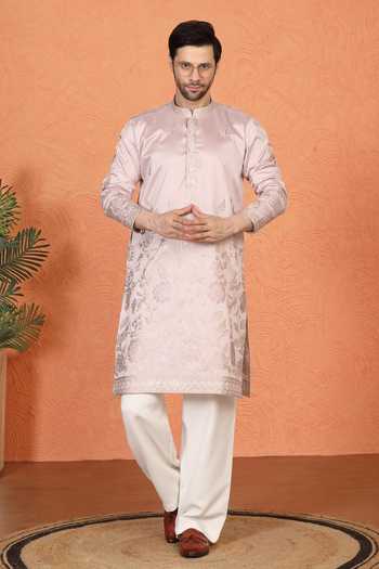 Aham-Vayam Embroidered Cotton Kurta & Pant Set 