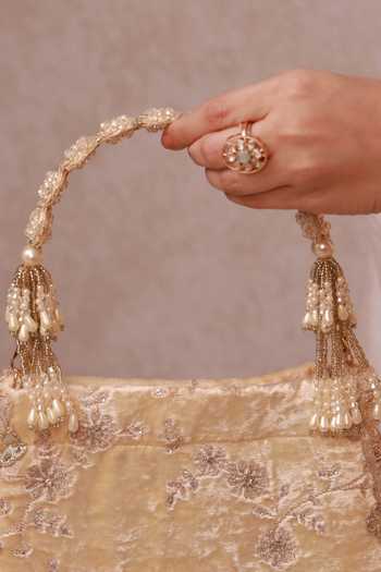 Amyra Suki Velvet Scallop Embroidered Purse