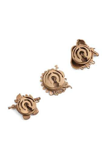 Cosa Nostraa_Gold Divine Grace Combo Button Covers - Set Of 3 _Online_at_Aza_Fashions